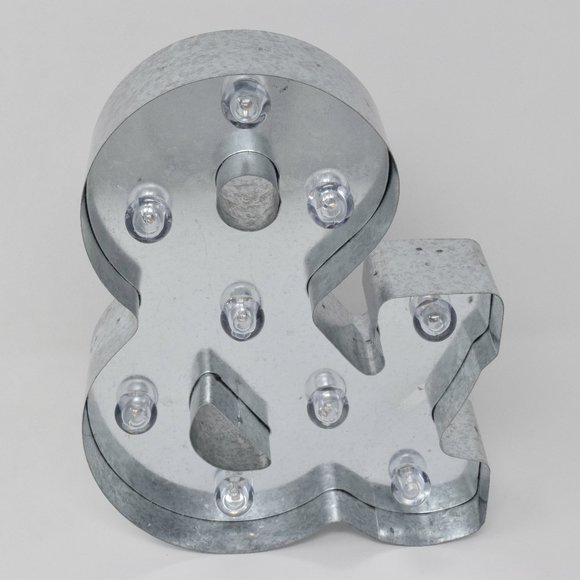 Light Up & Ampersand And Sign Marquee Metal 10" Party Tabletop Shelf Decor - Picture 1 of 16